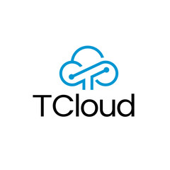 Modern Line Cloud Storage Logo Template with T Initial Company Identity