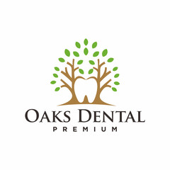 Minimalist Detailed Tooth Tree Combination Dentist Clinic or Dental Logo