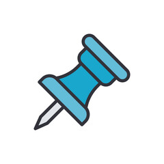 Illustrated Blue Pushpin Symbol With Shadow For Business Usage