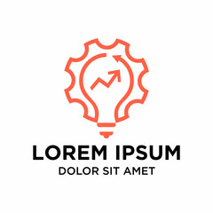 Minimalist Outline Gear Bulb with Arrow Growth Line Icon Illustration