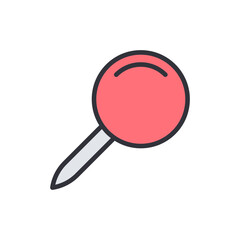 Reddish Pin With The Gray Stem Symbolizing Location And Marking Point