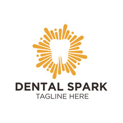 Modern Golden Spark Dental Clinic Tooth Care Logo Icon Design