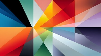 Fototapeta premium Colorful geometric prism of light and spectrum beams. long_title:Vibrant, abstract composition of intersecting geometric light beams and spectrum