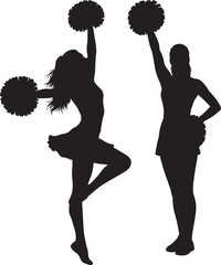 Energetic cheerleader woman silhouette vector illustration