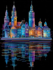 Fototapeta premium Krakow Old Town Glitch Art