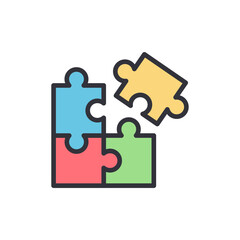 Colorful Puzzle Pieces Representing Connection And Completion Concept