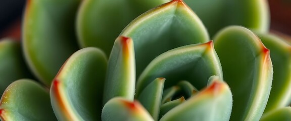 close up of a green plant with red tips