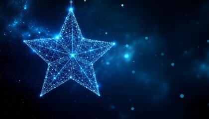 Blue digital star made of glowing connections