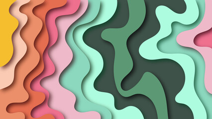 abstract colorful paper cut wave background