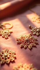 table topped with lots of gold jewelry