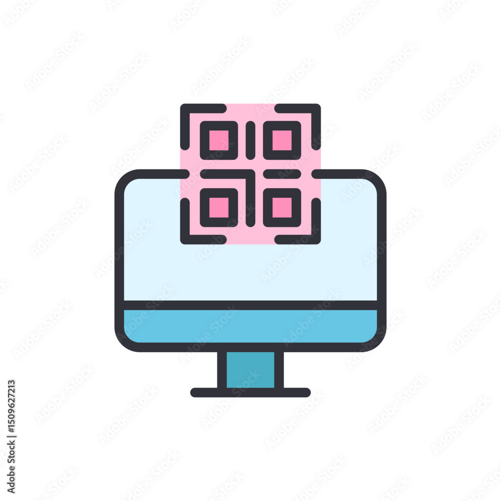 Poster aesthetic computer displaying a unique pink code with rounded corners