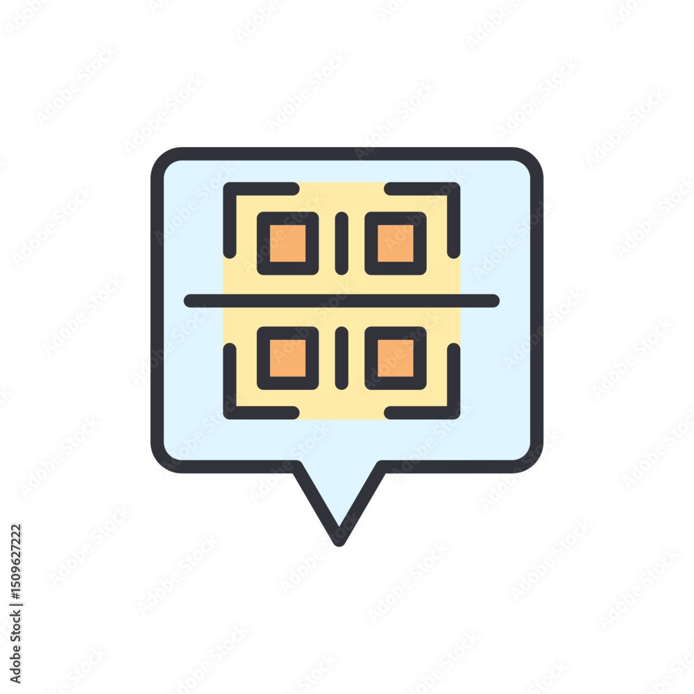 Poster creative qr code speech bubble icon design on transparent layer