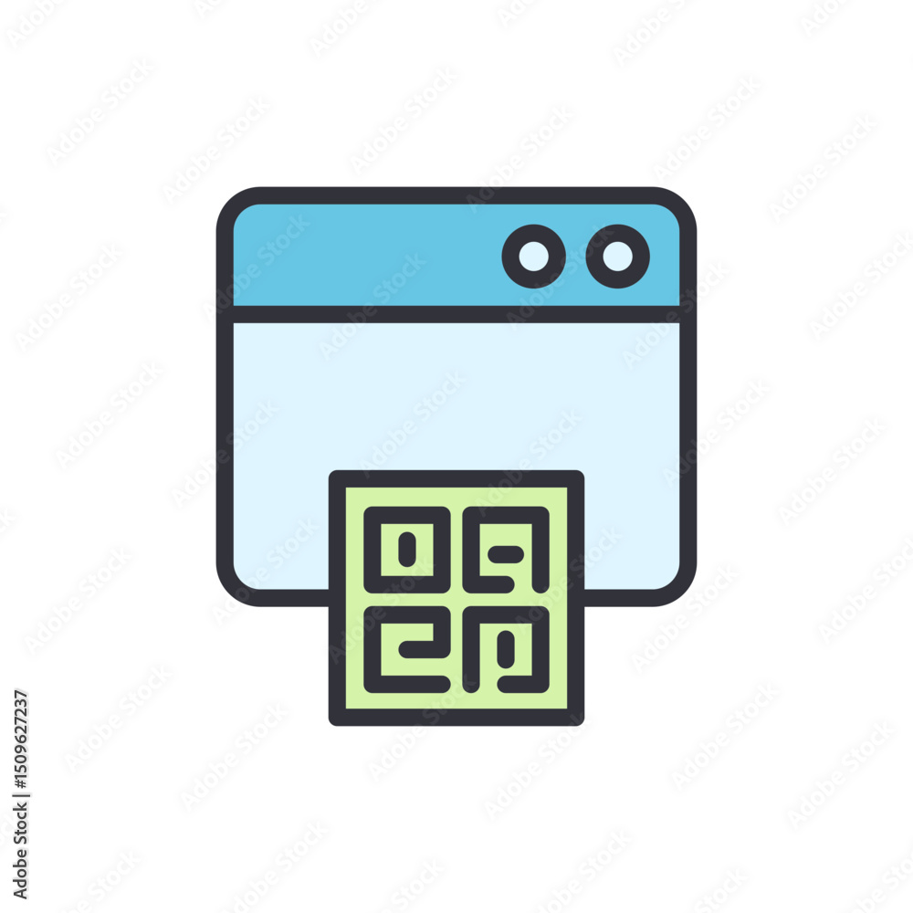 Fototapete simple printer icon illustrating document output with transparent view