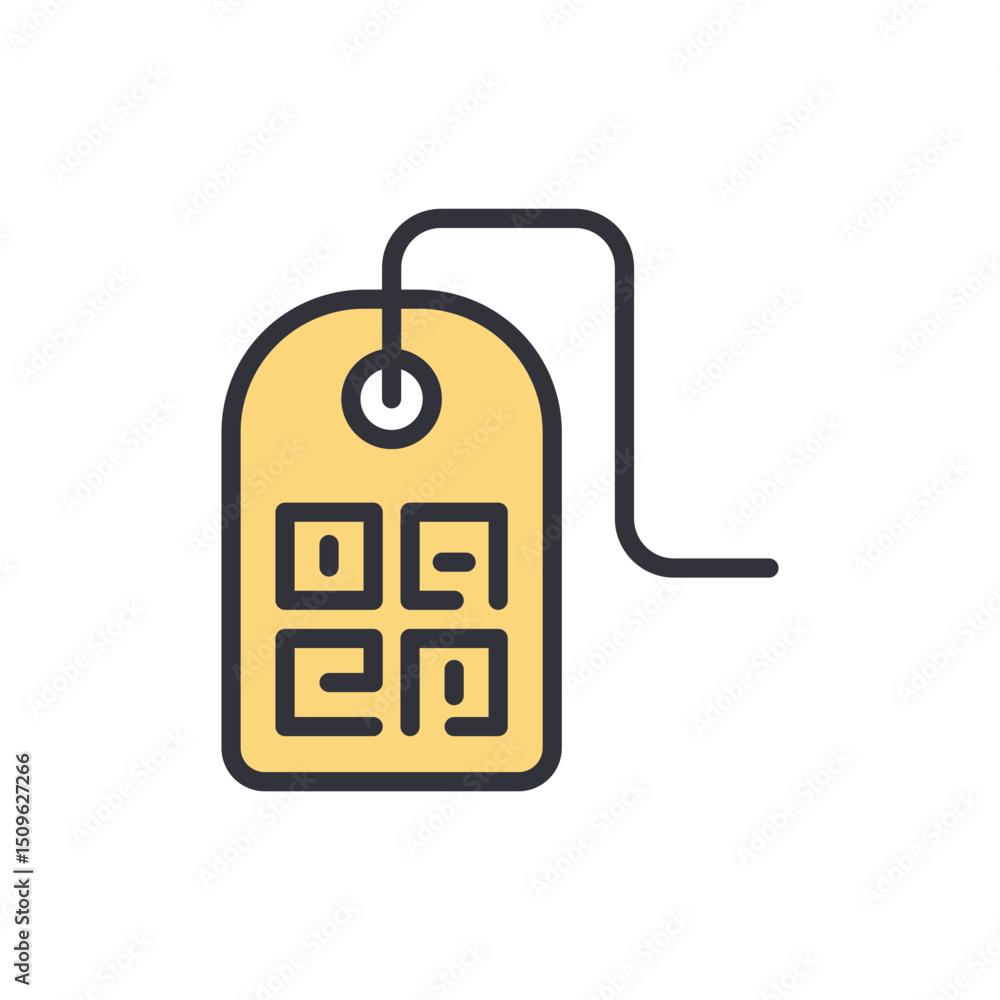 Poster abstract representation of digital data in tag form on transparent backdrop