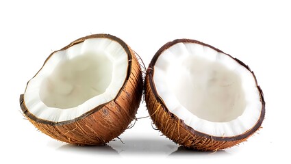 Halved coconut fruit  images, east asian, photos, horizontal,  isolated assets, south asian indigenous hispanic or latinx illustration, 