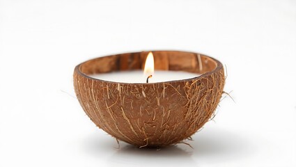 Coconut candle on white  images, east asian, photos, horizontal,  isolated assets, south asian indigenous hispanic or latinx illustration, 