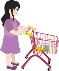 kid holding shopping cart
