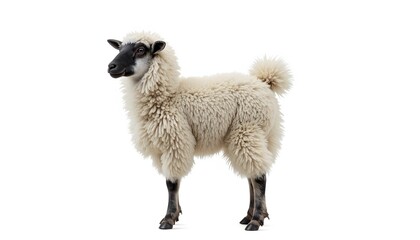 Obraz premium Adorable Fluffy Lamb Isolated on White Background