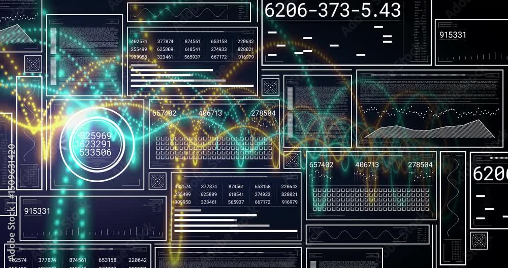 Poster brightening scene starting particles swirling waveforms weaving gauge updating values monitoring