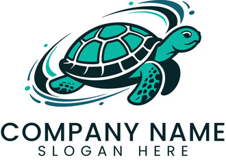 Sea Turtle Logo Design Green Ocean Animal eco icon life swim
