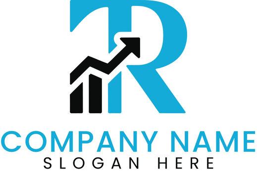 Modern Blue TR Logo with Growth Chart Design icon graph     