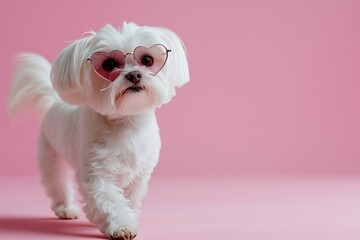 Cute dog wearing heart-shaped sunglasses (1)