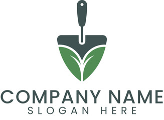 Eco Friendly Gardening Shovel Logo Design icon soil tool    