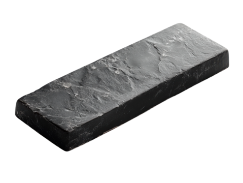 A black stone slab with a rough texture
