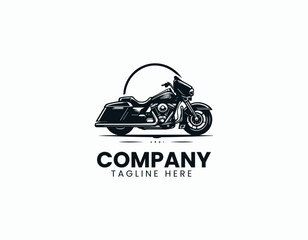 Iconic Harley-Davidson Touring Motorcycle Elegant Illustration Vector Logo