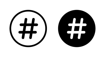 Obraz premium Social media hashtag icon on black circle. Keyword sign symbol