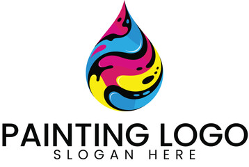 Abstract Colorful Paint Drop Logo Design ink art icon blue  