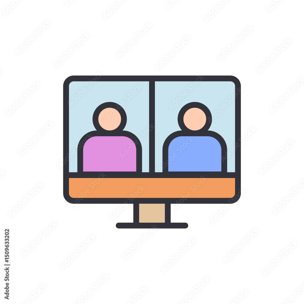 Poster virtual meeting on computer screen with two participants displayed