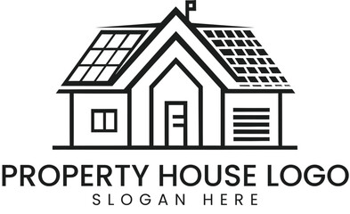 Modern Eco House Solar Panel Property Logo art home real    
