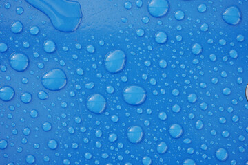 Water droplets on blue surface create an appealing texture