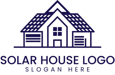 Modern Solar House Logo Design Clean Energy Home eco art    