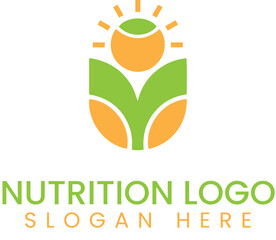 Healthy Eating Green Plant Nutrition Logo Design sun eco    