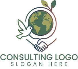Global Partnership Green Eco Consulting Logo dove icon leaf 