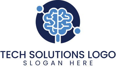 Innovative Tech Solutions Logo Design Brain AI data icon    