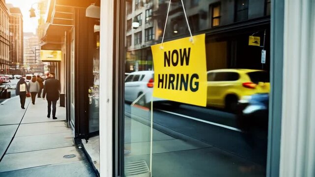 Yellow Sign Signals Now Hiring Positions