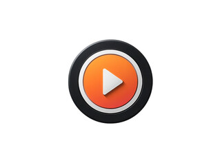 A play button with a black circle and orange border