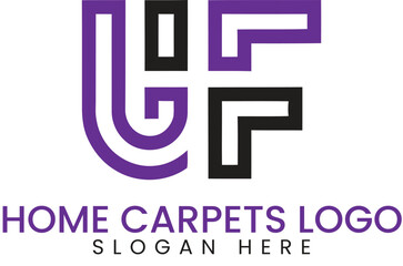 Modern Home Carpets Logo Design Purple Black art icon font  