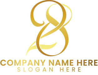 Elegant Golden Number Eight Logo Design Template art icon   