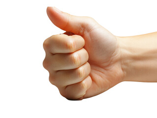 A hand is shown with a thumbs up gesture