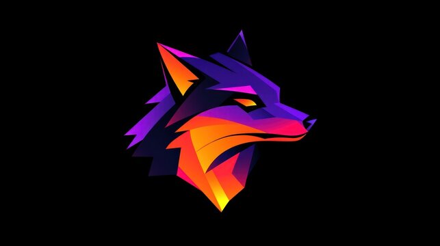 A colorful illustration of a stylized wolf head profile