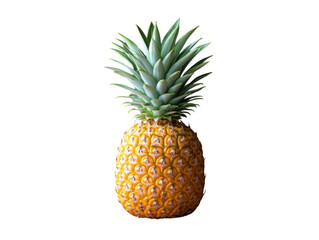 A large pineapple sits on a white background