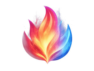 A colorful flame with blue, red and yellow colors
