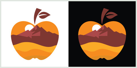 apple fruit landscape logo vector