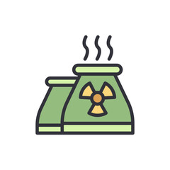Modern Nuclear Power Plant Icon With Green Tones And Symbol
