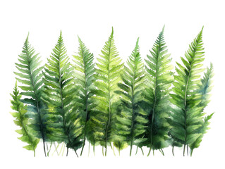 A painting of a forest with many green leaves