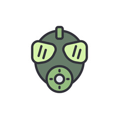 Isolated Icon Of A Green Gas Mask For Safety On Transparent Background